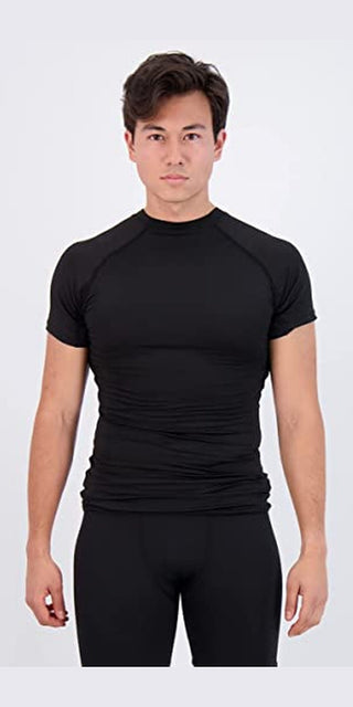 Sleek black compression undershirt for men's athleisure outfits from K-AROLE.