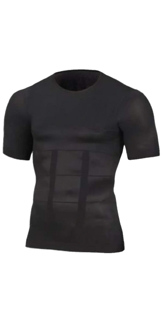 Sleek black compression undershirt with seamless design for men's athletic wear.