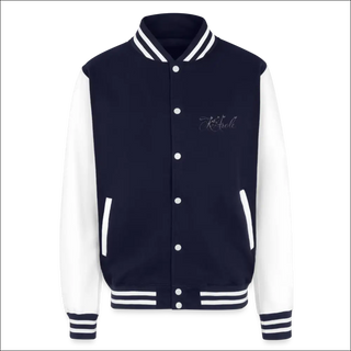 Just Hoods Heavyweight Letterman Jacket - navy/white / S