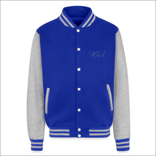 Just Hoods Heavyweight Letterman Jacket - royal/heather