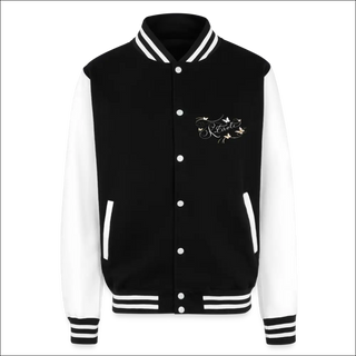 Just Hoods Heavyweight Letterman Jacket - black/white / S