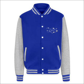 Just Hoods Heavyweight Letterman Jacket - royal/heather