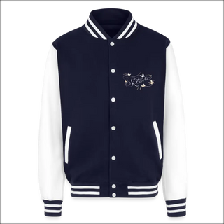 Just Hoods Heavyweight Letterman Jacket - navy/white / S