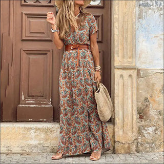 K-AROLE™️ Bohemian-Inspired Maxi Dress with Waist Trim