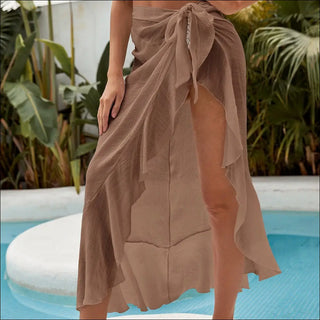 K-AROLE™️ Chic Beach Cover-Up Maxi Skirt - Khaki / One size