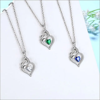 925 Sterling Silver Birthstone Necklace for Women Rose Flower Heart Pendant Necklace Fine Jewelry Anniversary Birthday Christmas Gifts for Women Girls