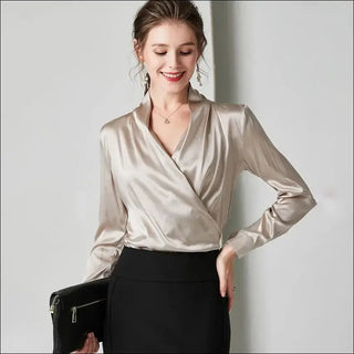 K-AROLE™️ Elegant Mulberry Silk Blouse With Puff