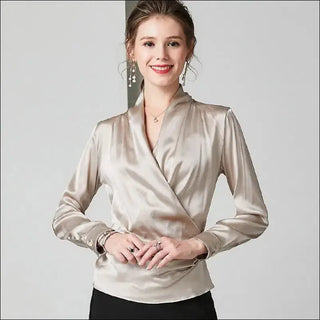 K-AROLE™️ Elegant Mulberry Silk Blouse With Puff