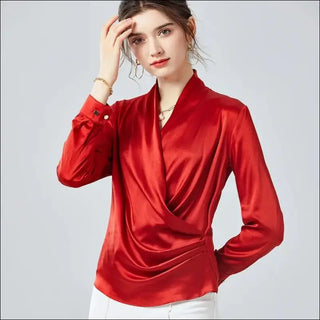 K-AROLE™️ Elegant Mulberry Silk Blouse With Puff