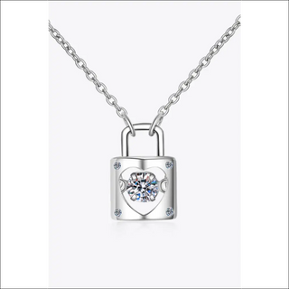 K-AROLE™️ Moissanite Lock Pendant Necklace - Silver