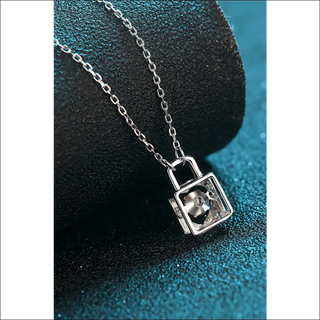 K-AROLE™️ Moissanite Lock Pendant Necklace - Silver