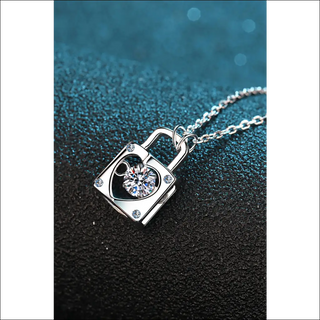 K-AROLE™️ Moissanite Lock Pendant Necklace - Silver