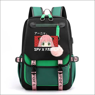 K-AROLE™️ Spy X Family Anya Forger Anime Backpack for Girls - Kawaii Manga Cartoon Bookbag with USB Charging Port for Teenage Students K-AROLE