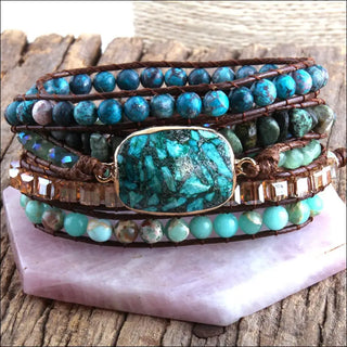 K-AROLE™️ Tranquil Turquoise Leather Wrap Bracelet