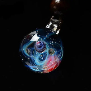 K-AROLE Universe Glass Bead Planets Pendant Necklace Galaxy