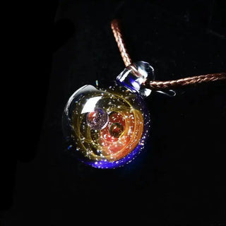 K-AROLE Universe Glass Bead Planets Pendant Necklace Galaxy