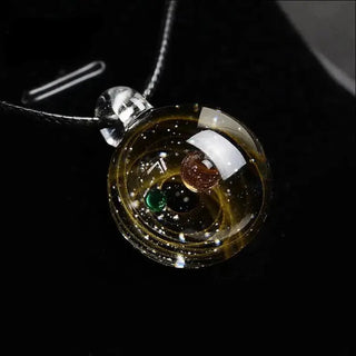 K-AROLE Universe Glass Bead Planets Pendant Necklace Galaxy