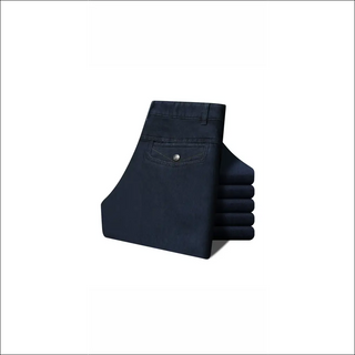 Stylish navy blue velvet jeans displayed in the image. The high-quality, fashionable pants feature a classic design and are perfect for a variety of casual and formal occasions.