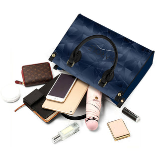 KAROLE®️ Chic Navy Blue Leather Tote Bag