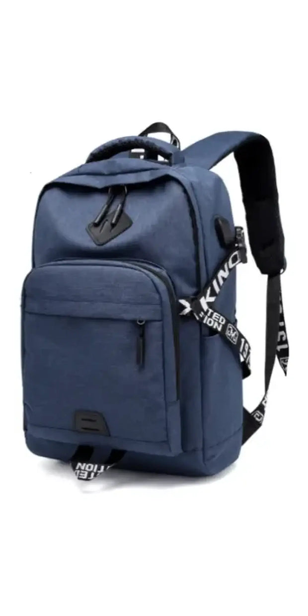 Laptop Backpack USB Charge Backpacks - Blue Customized -