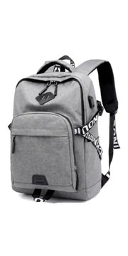Laptop Backpack USB Charge Backpacks - Light grey Customized