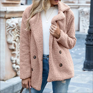 Loose Lapel Fluffy Coat Winter Button Jacket Cardigan