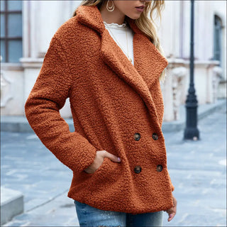 Loose Lapel Fluffy Coat Winter Button Jacket Cardigan