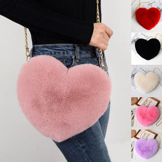 Enchanting Plush Heart - Shaped Shoulder Bag - K - AROLE