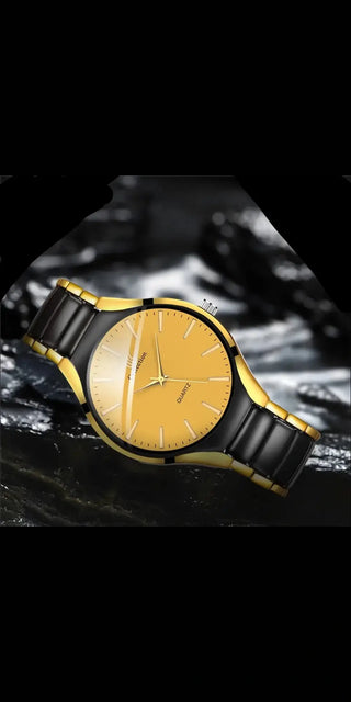 Men Quartz Business Wristwatch Watch - Style2 Gold