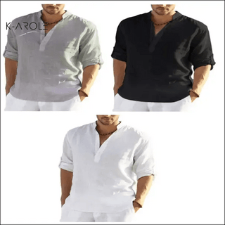 K - AROLE™️ Luxurious Men's Linen Blend Casual Shirts - K - AROLE