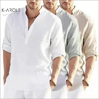 K - AROLE™️ Luxurious Men's Linen Blend Casual Shirts - K - AROLE