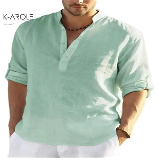 K - AROLE™️ Luxurious Men's Linen Blend Casual Shirts - K - AROLE