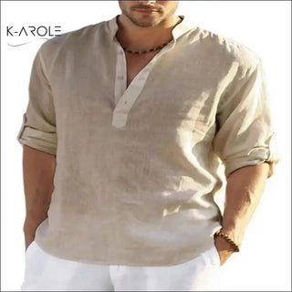 K - AROLE™️ Luxurious Men's Linen Blend Casual Shirts - K - AROLE