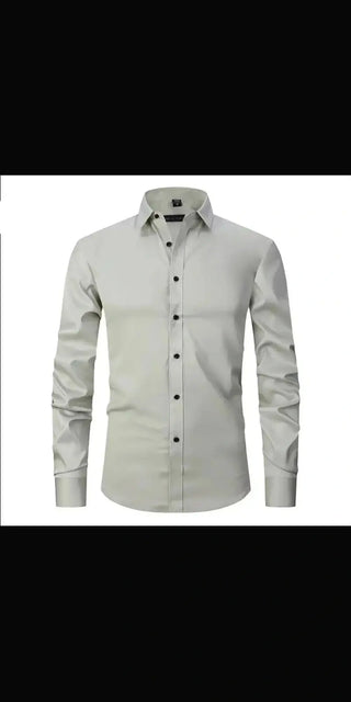 Men’s Long-sleeved Fashion Shirt Top Slim Solid Color