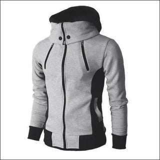 Men’s Zip UP Hooded Jacket Fake Two Piece Sports Cardigan