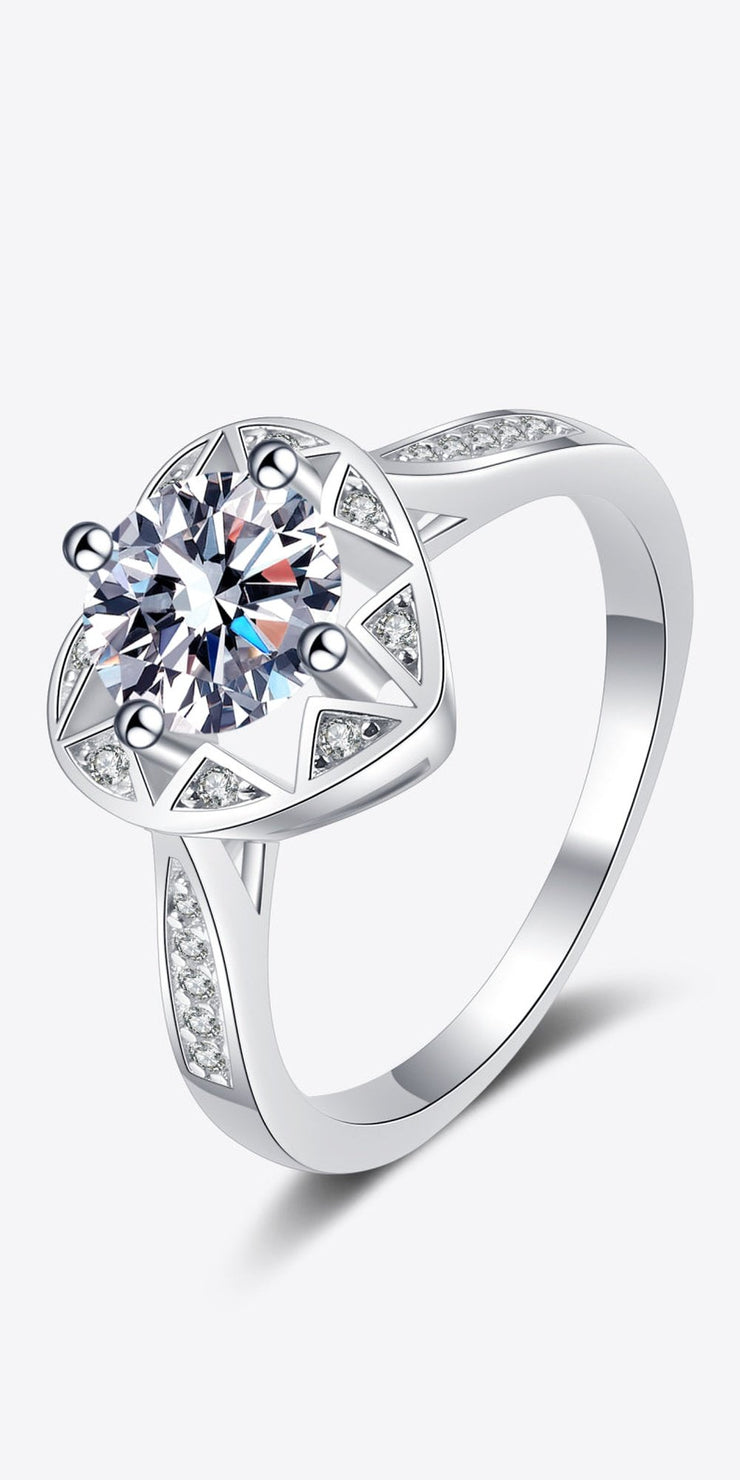 Moissanite Heart Ring - Silver / 5