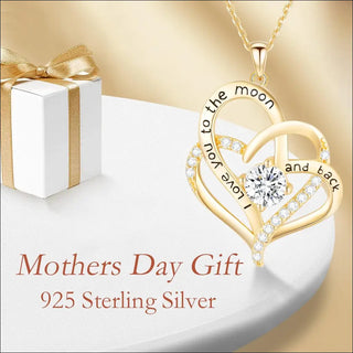 Mothers Day Gifts, April Birthstone Heart Necklaces for Women Sterling Silver with Zirconia, Anniversary Birthday Jewelry Gifts for Women Mom Grandma and Her Girlfriend Wife - Gold