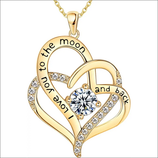 Mothers Day Gifts, April Birthstone Heart Necklaces for Women Sterling Silver with Zirconia, Anniversary Birthday Jewelry Gifts for Women Mom Grandma and Her Girlfriend Wife - Gold