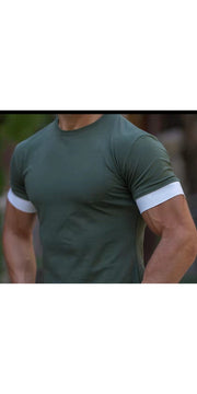 New Casual Sports Fitness Solid Color Round Neck T-shirt -