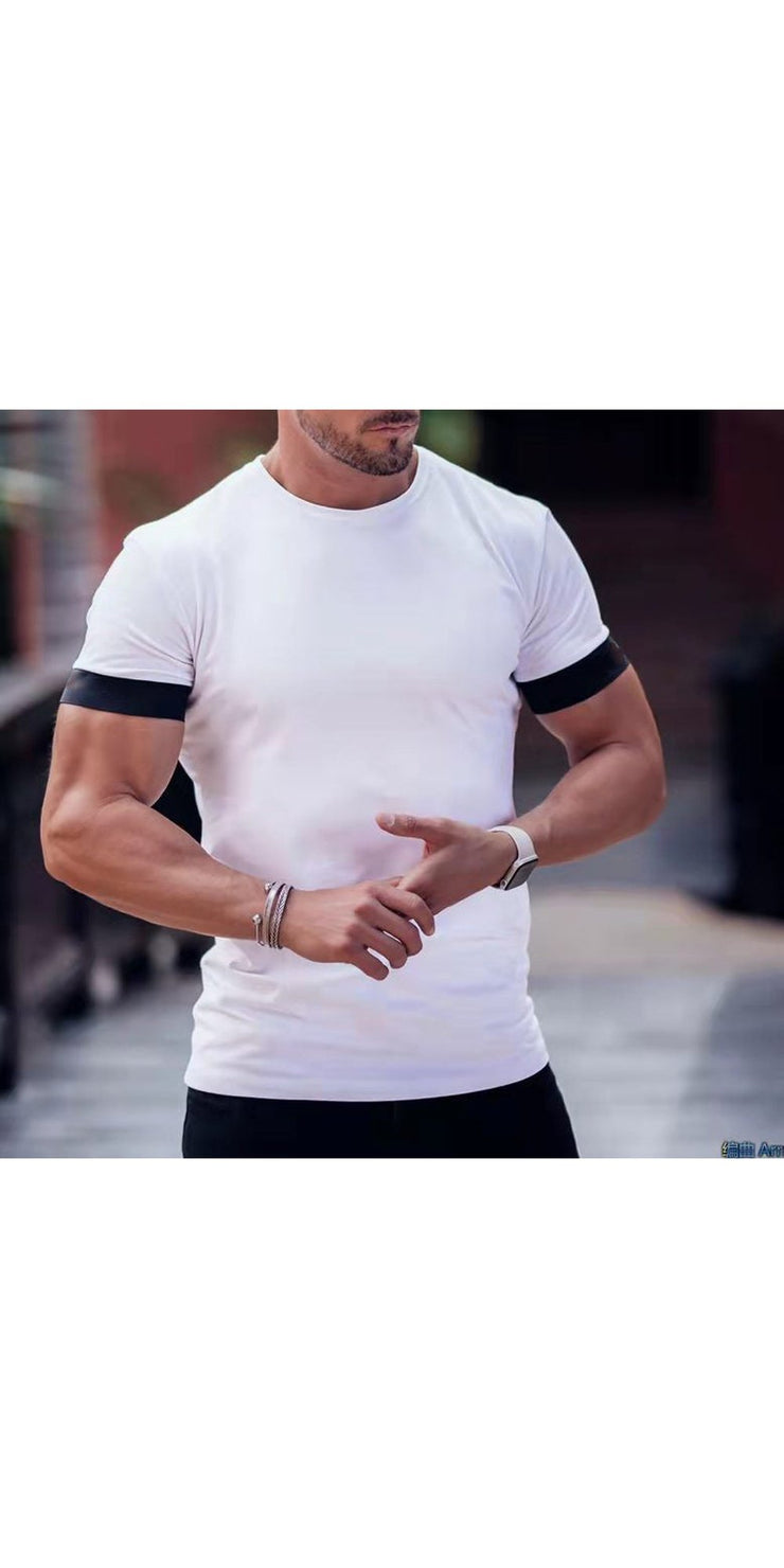 New Casual Sports Fitness Solid Color Round Neck T-shirt -