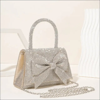 New Light Luxury Full Diamond Bow Handbag - Champagne - Bags