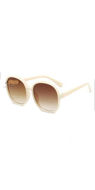 New Round Frame Sunglasses Women Retro Brand Designer Brown