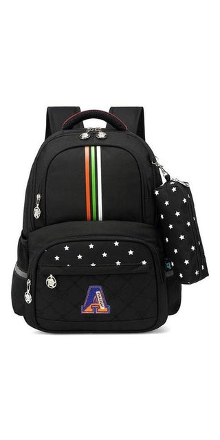 Stylish Orthopedic Children's School Backpack with Multicolored Stripes and Star Accents
