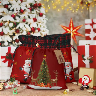 Plaid Linen K-AROLE Gift Bag - Christmas decor