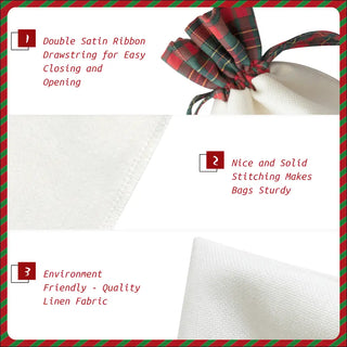 Plaid Linen K-AROLE Gift Bag - Christmas decor