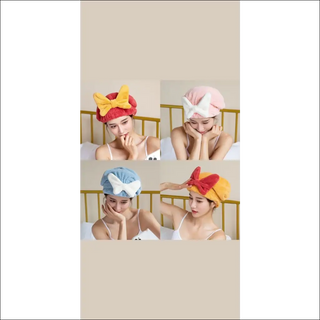 Retro - Inspired Bow Shower Cap - Luxurious Headwear for a Relaxing Spa Day - K - AROLE