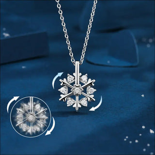 Rotatable 925 Silver Snowflake Necklace Women Luxury Niche