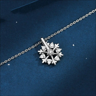 Rotatable 925 Silver Snowflake Necklace Women Luxury Niche