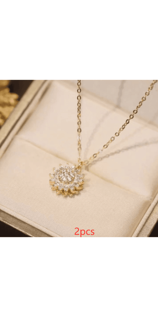 K - AROLE™️ Elegant Sunflower Pendant Necklace with Dazzling Diamonds - K - AROLE