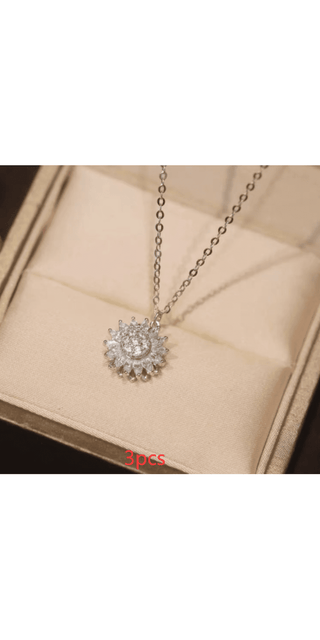 K - AROLE™️ Elegant Sunflower Pendant Necklace with Dazzling Diamonds - K - AROLE